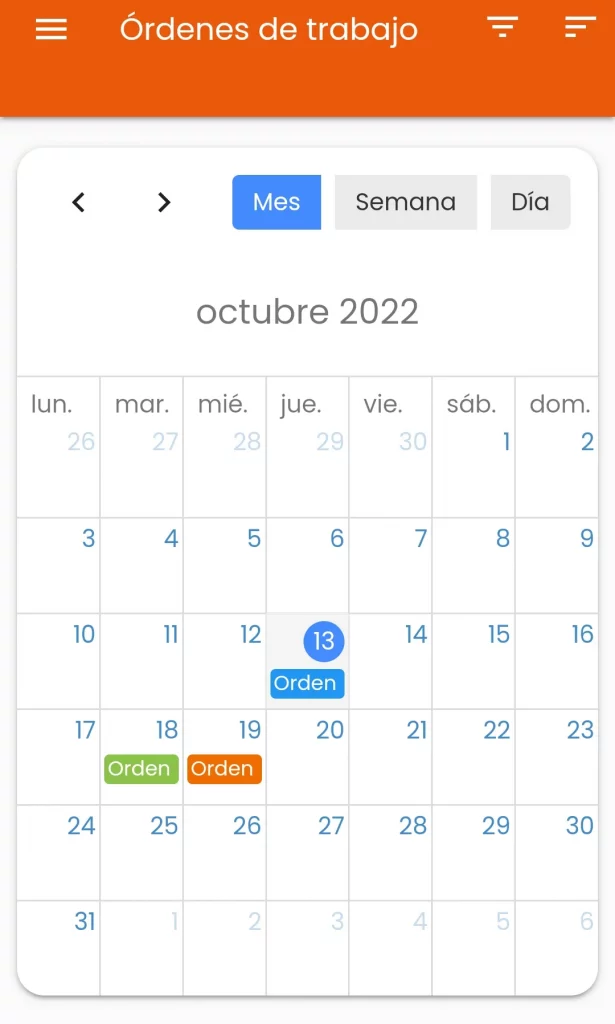 application d'affichage du calendrier