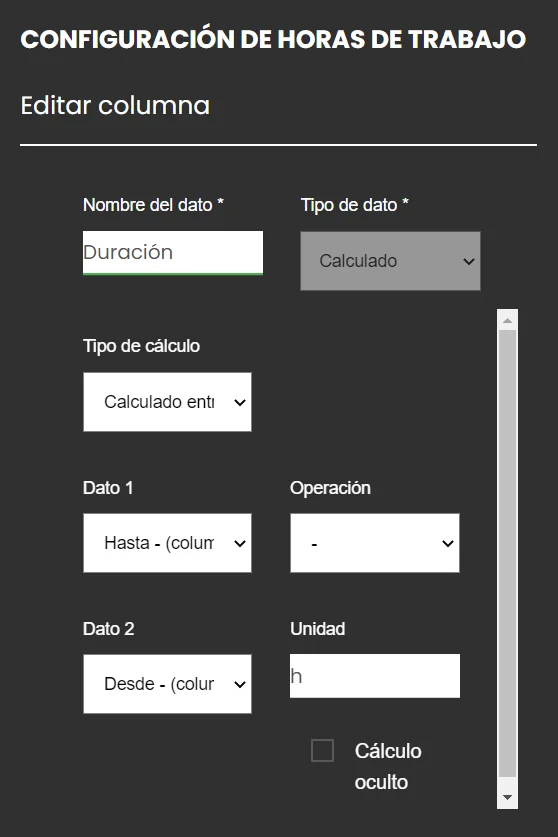 dato de tipo calculo