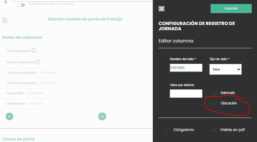 configurar dato GPS localizcion parte de trabajos