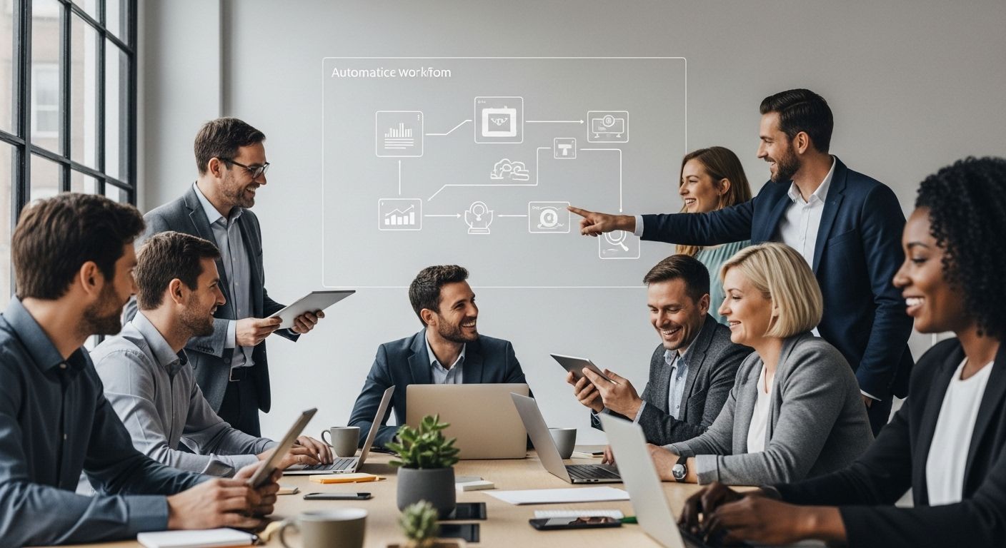 equipo humano flujo trabajo automatizado