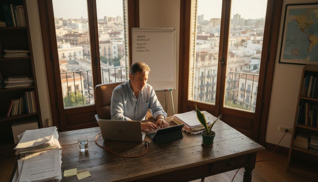 Emprendedor gestionando su negocio con aplicaciones en la nube