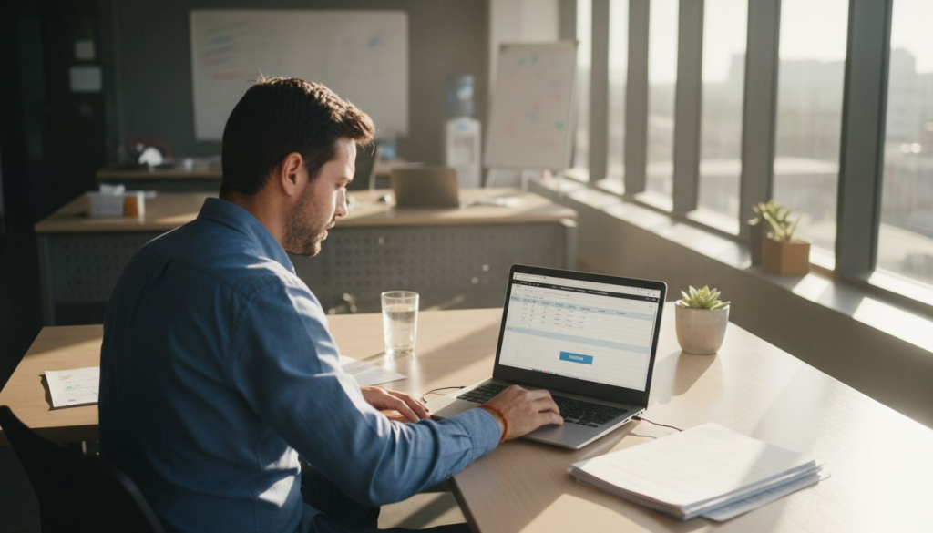 Oficina gestionando el control de asistencia mediante un sistema digital