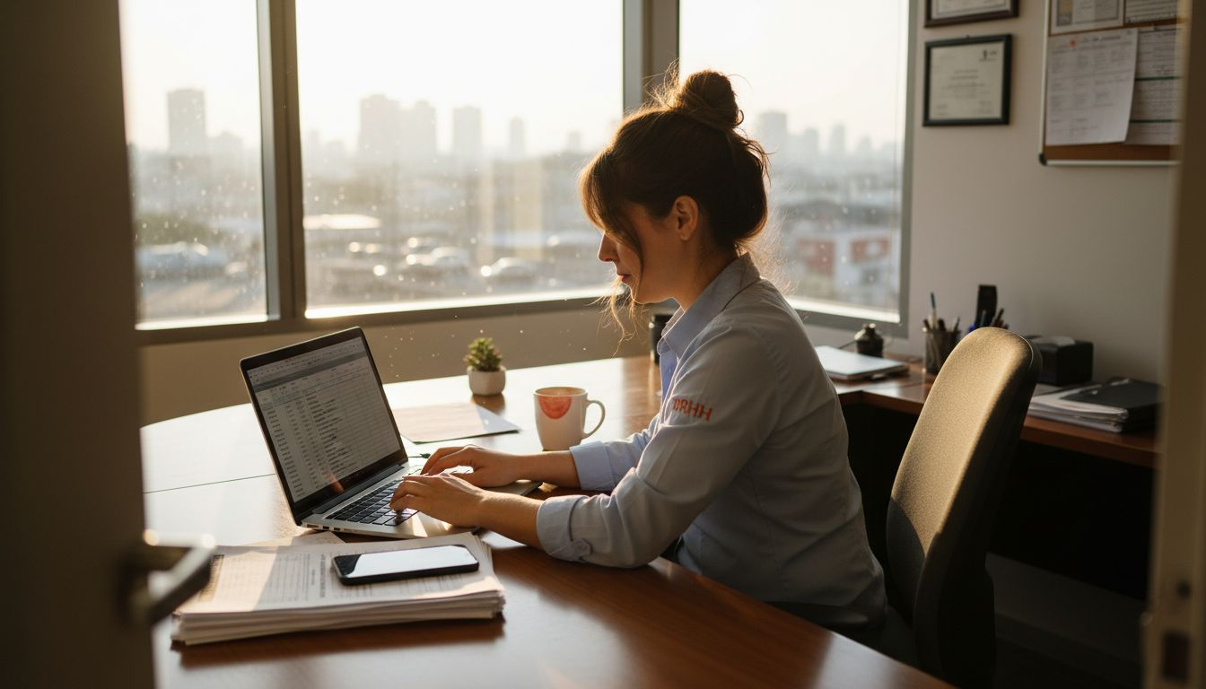 Responsable de Recursos Humanos actualizando los expedientes de los empleados de manera digital