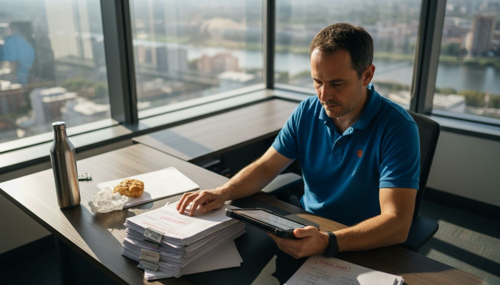 El responsable del área revisa desde su oficina las órdenes de mantenimiento gestionadas de forma digital.