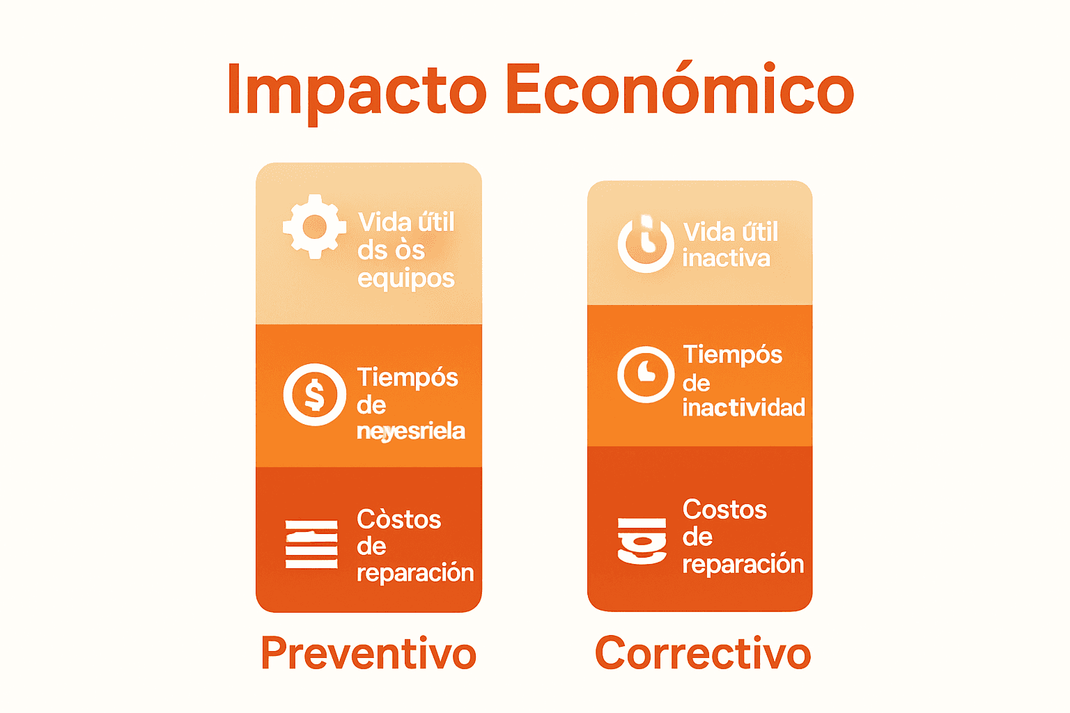 Mantenimiento Preventivo: Guía Completa para Empresas 3 Infografía comparando costos y resultados entre mantenimiento preventivo y correctivo.